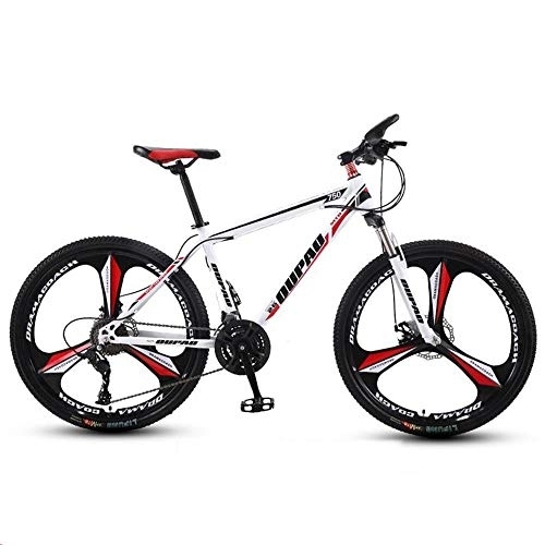 Mountain Bike : Kays Mountain Bike, 26 Inch Men / Women Hardtail Mountain Bicycles, Double Disc Brake Front Suspension, Carbon Steel Frame (Color : Red+White, Size : 21-speed)