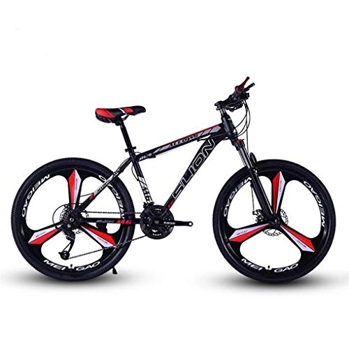 Mountain Bike : Kays Mountain Bike, 26 Inch Men / Women MTB Bicycles, Carbon Steel Frame, Dual Disc Brake Front Suspension, Mag Wheel (Color : Black+Red, Size : 21 Speed)