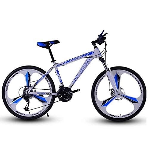 Mountain Bike : Kays Mountain Bike, 26 Inch Men / Women MTB Bicycles, Carbon Steel Frame, Dual Disc Brake Front Suspension, Mag Wheel (Color : White+Blue, Size : 24 Speed)
