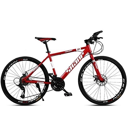 Mountain Bike : Kays Mountain Bike, 26 Inch Mountain Bicycles Lightweight Carbon Steel Frame 21 / 24 / 27 / 30 Speeds Front Suspension Disc Brake (Color : Red, Size : 21speed)