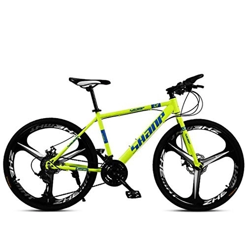 Mountain Bike : Kays Mountain Bike, 26 Inch Mountain Bicycles Lightweight Carbon Steel Frame 21 / 24 / 27 / 30 Speeds Front Suspension Disc Brake (Color : Yellow, Size : 24speed)