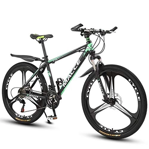 Mountain Bike : Kays Mountain Bike, 26 Inch Spoke Wheel, Carbon Steel Frame Bicycles, Dual Disc Brake And Front Fork (Color : Green, Size : 24-speed)