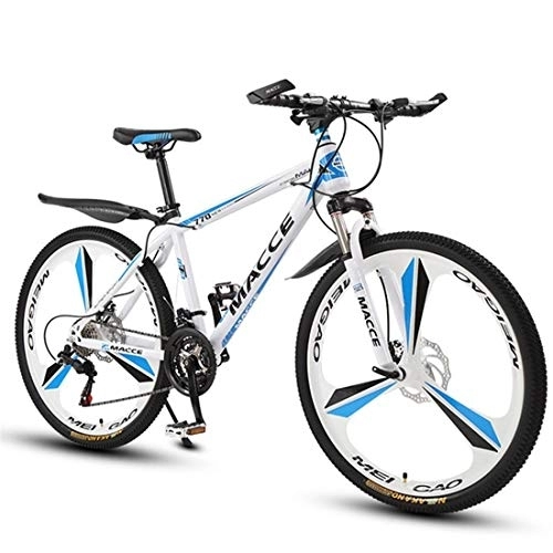 Mountain Bike : Kays Mountain Bike, 26 Inch Spoke Wheel, Carbon Steel Frame Bicycles, Dual Disc Brake And Front Fork (Color : White, Size : 21-speed)