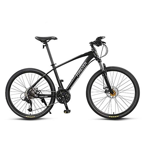 Mountain Bike : Kays Mountain Bike, 26 Inch Unisex Bicycles, Aluminium Alloy Frame, Double Disc Brake And Front Fork, 27 Speed (Color : Black)