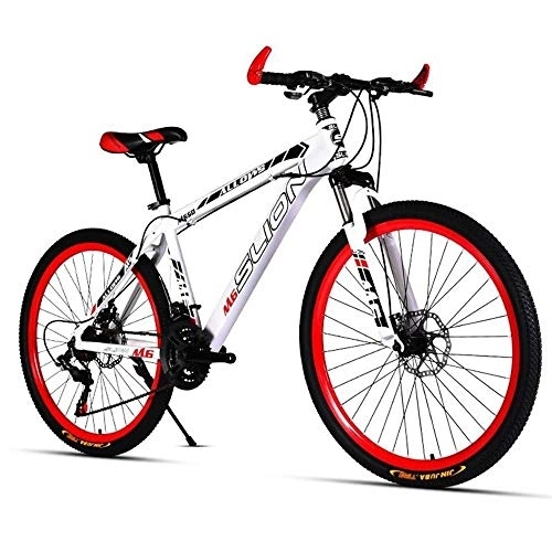 Mountain Bike : Kays Mountain Bike, 26 Inch Unisex Hard-tail Bicycles, 17 Inch Carbon Steel Frame, Dual Disc Brake Front Suspension (Color : White, Size : 21 Speed)