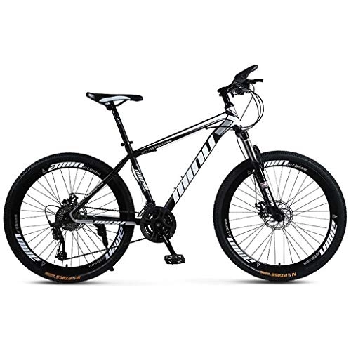 Mountain Bike : Kays Mountain Bike, 26 Inch Unisex Mountain Bicycles Carbon Steel Frame 21 / 24 / 27 / 30 Speeds Front Suspension Disc Brake (Color : Black, Size : 21speed)