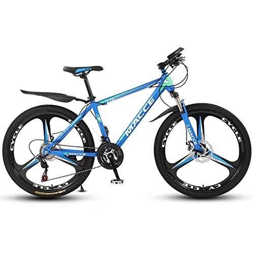 Mountain Bike : Kays Mountain Bike, 26 Inch Unisex Mountain Bicycles Carbon Steel Frame 21 / 24 / 27 Speeds Front Suspension Disc Brake (Color : Blue, Size : 24speed)