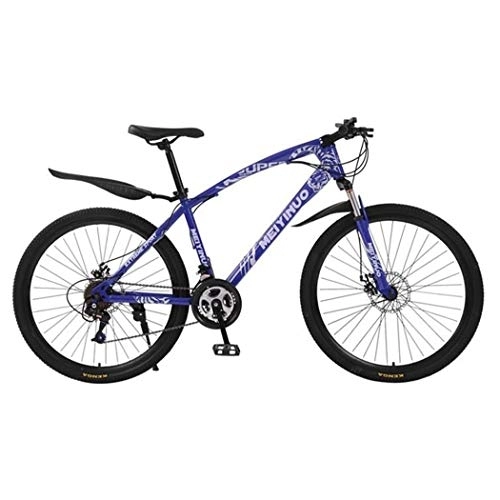 Mountain Bike : Kays Mountain Bike, 26 Inch Wheel Carbon Steel Frame Mountain Bicycles, With Double Disc Brake And Front Fork (Color : Blue, Size : 27-speed)