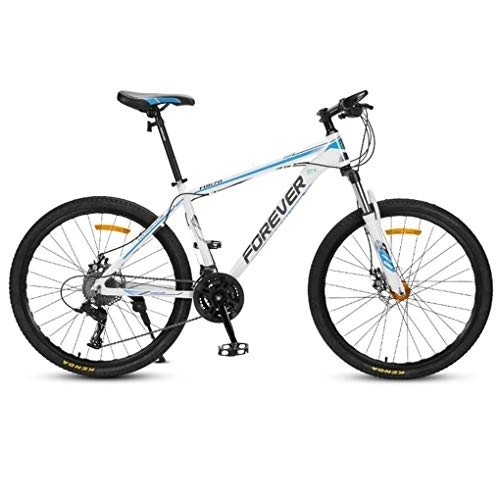 Mountain Bike : Kays Mountain Bike, 26 Inch Women / Men Bicycles, Carbon Steel Frame, Double Disc Brake And Front Fork, 24 Speed (Color : Blue)