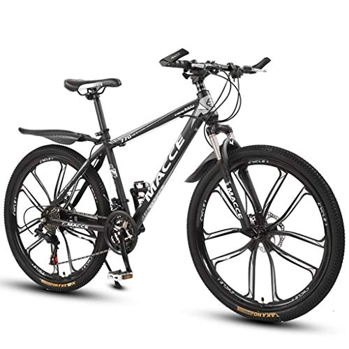 Mountain Bike : Kays Mountain Bike, 26 Inch Women / Men MTB Bicycles Lightweight Carbon Steel Frame 21 / 24 / 27 Speeds With Front Suspension (Color : Black, Size : 21speed)