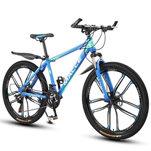 Mountain Bike : Kays Mountain Bike, 26 Inch Women / Men MTB Bicycles Lightweight Carbon Steel Frame 21 / 24 / 27 Speeds With Front Suspension (Color : Blue, Size : 21speed)