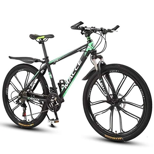 Mountain Bike : Kays Mountain Bike, 26 Inch Women / Men MTB Bicycles Lightweight Carbon Steel Frame 21 / 24 / 27 Speeds With Front Suspension (Color : Green, Size : 24speed)