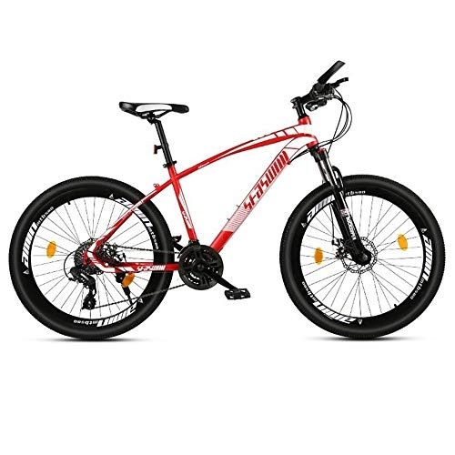Mountain Bike : Kays Mountain Bike, 26”Men / Women MTB Bicycles, Carbon Steel Frame, Double Disc Brake And Front Fork (Color : Black+Red, Size : 21 Speed)