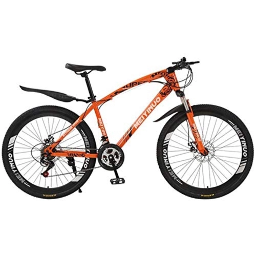 Mountain Bike : Kays Mountain Bike 26" Unisex Ravine Bike Carbon Steel Frame 21 / 24 / 27 Speeds Disc Brake Front Suspension Spoke Wheel (Color : Orange, Size : 24speed)