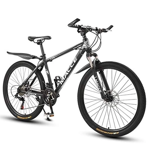 Mountain Bike : Kays Mountain Bike, 26inch Spoke Wheel, Lightweight Carbon Steel Frame Mountain Bicycles, Double Disc Brake And Front Fork (Color : Black, Size : 21-speed)