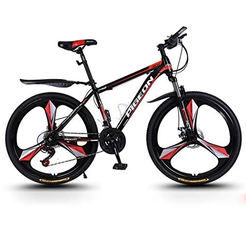 Mountain Bike : Kays Mountain Bike, 26inch Wheel Carbon Steel Frame Bicycles, 27 Speed, Double Disc Brake Front Suspension (Color : Red)