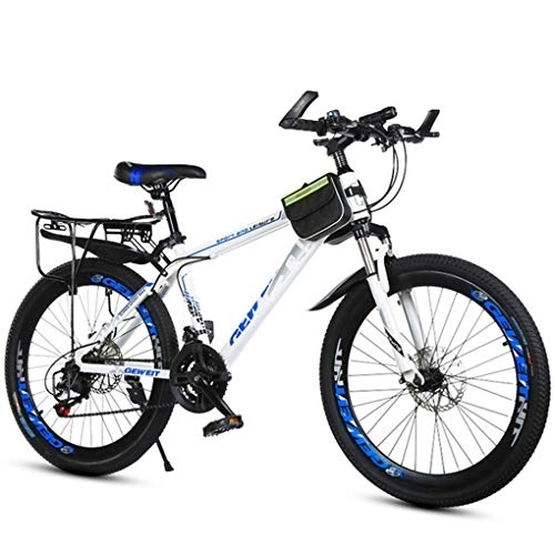 Mountain Bike : Kays Mountain Bike, 26inch Wheel Carbon Steel Frame Mountain Bicycles, Double Disc Brake And Front Fork (Color : Blue)