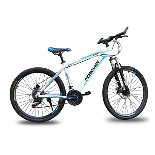 Mountain Bike : Kays Mountain Bike, Aluminium Alloy Frame Unisex Mountain Bicycles, Double Disc Brake And Front Suspension, 26 Inch Wheel, 21 Speed (Color : White)