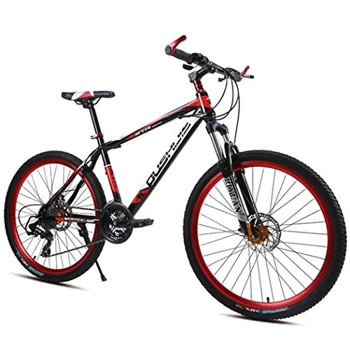 Mountain Bike : Kays Mountain Bike, Carbon Steel Frame Hard-tail Bicycles, Front Suspension And Dual Disc Brake, 26 Inch Mag Wheels (Color : Red, Size : 24-speed)