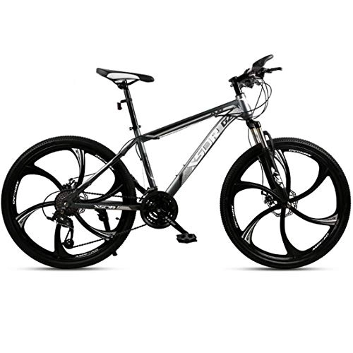 Mountain Bike : Kays Mountain Bike, Hardtail Mountain Bicycle, 26 Inch Wheels, Dual Disc Brake And Front Suspension Fork (Color : Silver, Size : 24-speed)