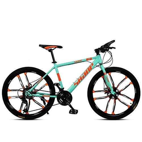 Mountain Bike : Kays Mountain Bike, Hardtail Mountain Bicycles, Carbon Steel Frame, Front Suspension And Dual Disc Brake, 26 Inch (Color : Green, Size : 21-speed)