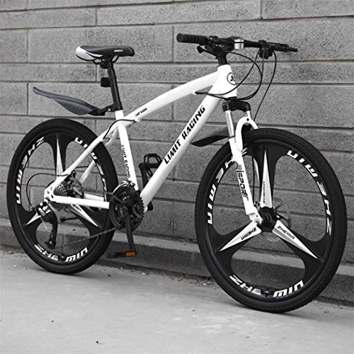 Mountain Bike : Kays Mountain Bike, Men / Women Hardtail Mountain Bicycles, Carbon Steel Frame, Dual Disc Brake And Lockout Front Fork, 26 Inch (Color : White, Size : 24-speed)