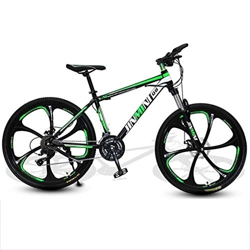 Mountain Bike : Kays Mountain Bike, Men / Women MTB Bicycles, Carbon Steel Frame, Front Suspension And Dual Disc Brake, 26 Inch Mag Wheels (Color : Black+Green, Size : 21 Speed)