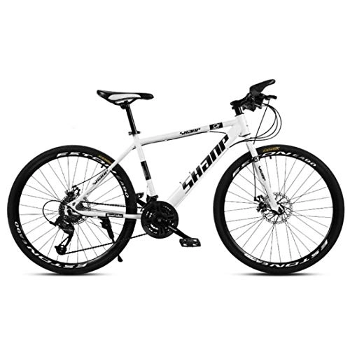 Mountain Bike : Kays Mountain Bike, MTB Bicycles Carbon Steel Frame, Front Suspension And Dual Disc Brake, 26 Inch Wheels (Color : White, Size : 21-speed)