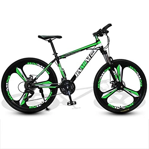 Mountain Bike : Kays Mountain Bike, Unisex Hardtail Mountain Bicycles, Carbon Steel Frame, 26 Inch Wheel, Dual Disc Brake Front Suspension (Color : Black+Green, Size : 27 Speed)