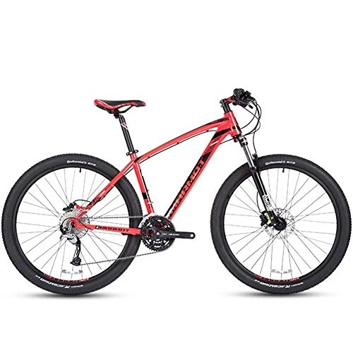 Mountain Bike : KDMB 27-Speed Mountain Bikes, Men's Aluminum 27.5 Inch Hardtail Mountain Bike, All Terrain Bicycle with Dual Disc Brake, Adjustable Seat, Red