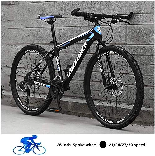 Mountain Bike : KEMANDUO 26 inch mountain bike, blue two double disc bicycle disc brake London banner bicycle, the bicycle adjustable seat slip, 21 speed