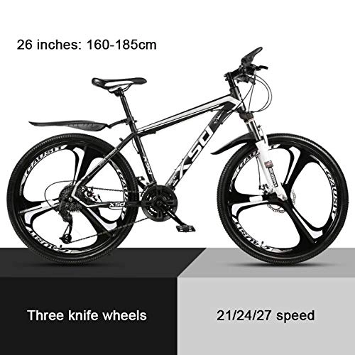 Mountain Bike : KEMANDUO 26"mountain bike shock absorber in black and white top with Mito wheel, high carbon hard mountain bike, adjustable seats, 21 / 24 / 27-speed, 21speed