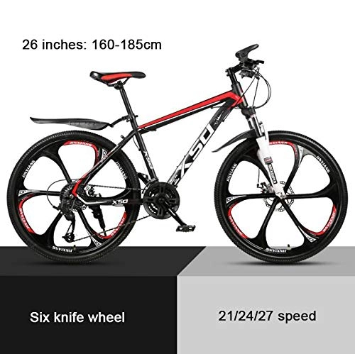 Mountain Bike : KEMANDUO 26"mountain bike shock absorber with the top six black and cutter wheel, high carbon hard mountain bike, adjustable seats, 21 / 24 / 27-speed, 27speed