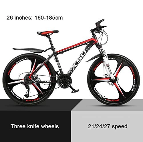 Mountain Bike : KEMANDUO 26"mountain bike wheel damper Mito black and red triangle, high carbon hard mountain bike, adjustable seats, 21 / 24 / 27-speed, 27speed