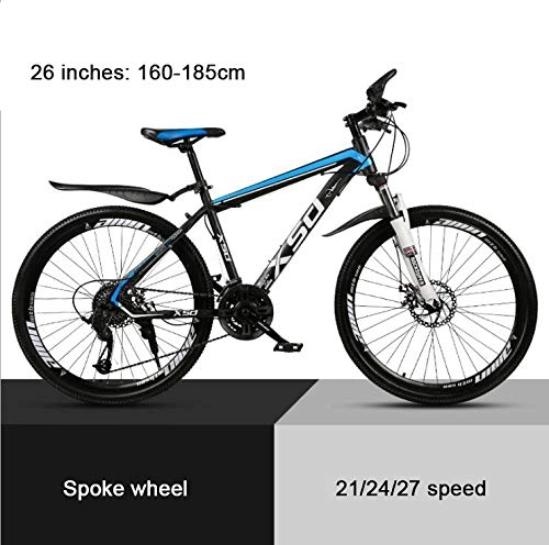 Mountain Bike : KEMANDUO Black Blue damper top with a spoked wheel 26 'mountain bike, high carbon hard mountain bike, adjustable seats, 21 / 24 / 27-speed, 27speed