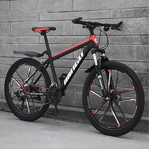 Mountain Bike : KEMANDUO Mountain biking, black and red ten double cutter wheel disc brake rigid-frame bicycle and the seat adjustment, mountain bike speed 26 inches 21 / 24 / 27 / 30, 21 speed