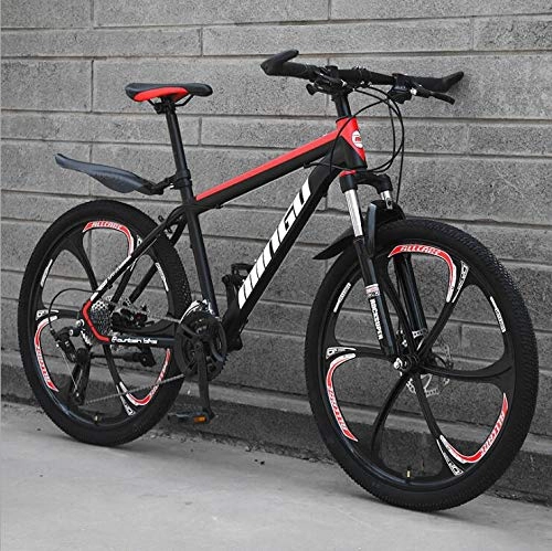 Mountain Bike : KEMANDUO Mountain biking, black and six double cutter wheel and rigid-frame bicycle disc brake adjustable seats, mountain bike speed 26 inches 21 / 24 / 27 / 30, 21 speed