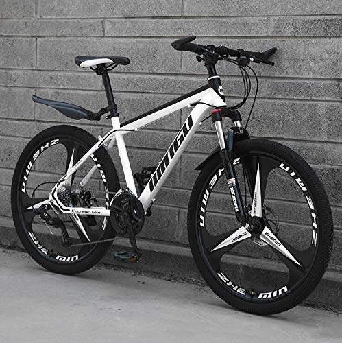 Mountain Bike : KEMANDUO Mountain biking, white Mito double wheel frame bicycle disc brake hard and adjust the seat, mountain bike speed 26 inches 21 / 24 / 27 / 30, 24 speed