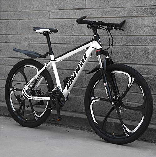 Mountain Bike : KEMANDUO Mountain biking, white six double cutter wheel disc brake rigid-frame bicycle and the seat adjustment, mountain bike speed 26 inches 21 / 24 / 27 / 30, 21 speed