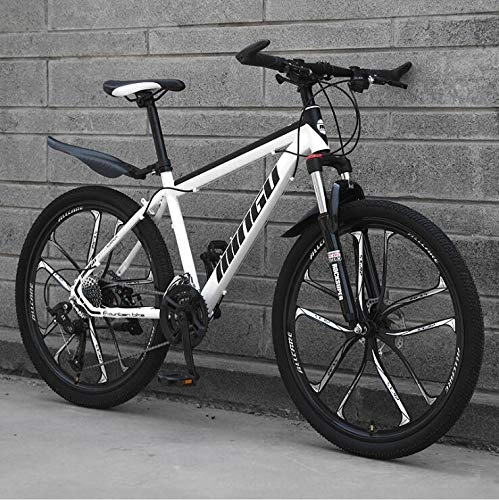 Mountain Bike : KEMANDUO Mountain biking, white ten double cutter wheel disc brake rigid-frame bicycle and the seat adjustment, mountain bike speed 26 inches 21 / 24 / 27 / 30, 27 speed