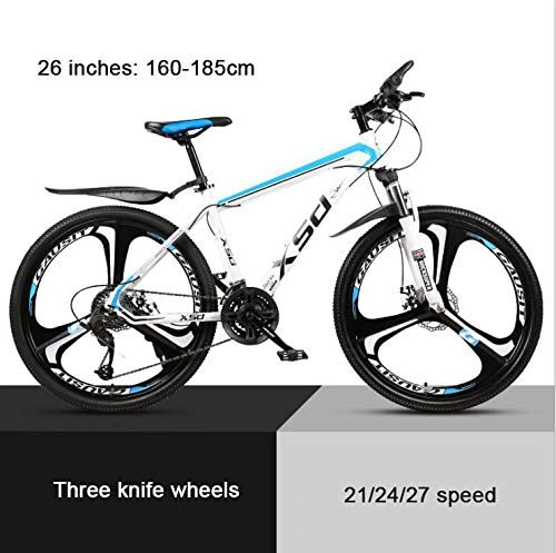 Mountain Bike : KEMANDUO White Blue top with Mito damping wheel 26"mountain bike, high carbon hard mountain bike, adjustable seats, 21 / 24 / 27-speed, 27speed