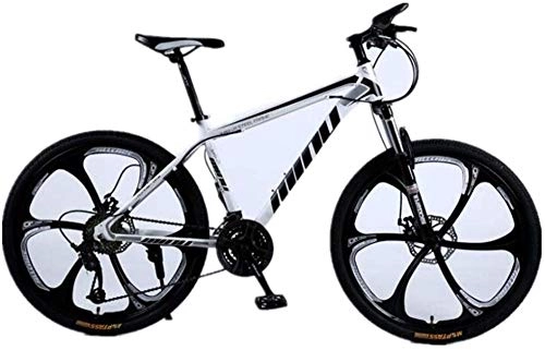 Mountain Bike : Kids' Bikes Dual Suspension Mountain Bikes 26 Inch Sports Leisure Mountain Bikes 26 Speed Mens Cycling Bicycle (Color : Red white)-White_Black