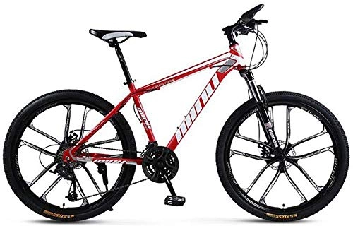 Mountain Bike : Kids' Bikes Dual Suspension Mountain Bikes Mens Cycling Mountain Bikes 26 Inch Wheel City Road Bicycle Sports Leisure 30 Speed (Color : Red white)-Red_White