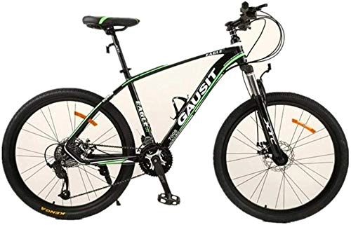 Mountain Bike : Kids' Bikes Dual Suspension Mountain Bikes Mens Mountain Bike 17 Inch Aluminum Alloy Frame Dual Disc Brake City Road Bicycle (Color : Black red Size : 30 speed)-30_speed_Black_Green