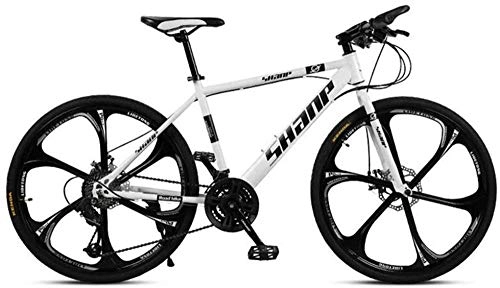 Mountain Bike : Kids' Bikes Dual Suspension Mountain Bikes Mountain Bikes 26 Inch Road Cycling Bicycle For Adults 6 Cutter Wheel (Color : Black Size : 21 speed)-21_speed_White