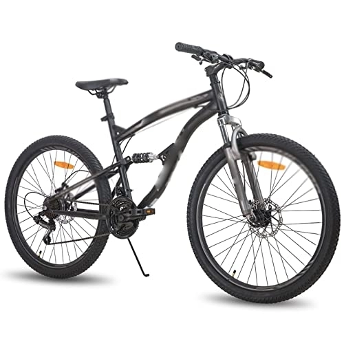 Mountain Bike : KOWMzxc Bikes for Men 26 Inch Steel Frame MTB 21 Speed Mountain Bike Bicycle Double Disc Brake (Color : Black, Size : 26 inch)