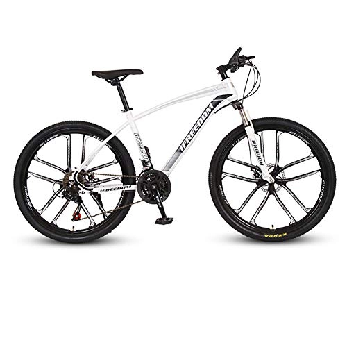 Mountain Bike : KP&CC 10 cutter Wheels Mountain Bike Adult Student Road Off-road Vehicle, Carbon Steel Frame, Easy Riding for Men and Women, WhiteBlack