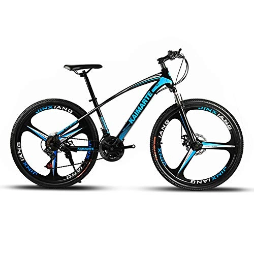 Mountain Bike : KP&CC 3 cutter Wheels Mountain Bike Adult Shock-absorbing Disc Brake Off-road Road Bike, Beautiful Atmosphere for Men and Women, Blue