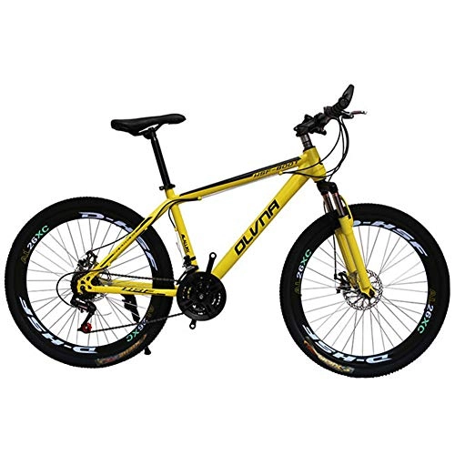 Mountain Bike : KP&CC 3 cutter Wheels Mountain Bike Dual Disc Brake Shock-absorbing Road Off-road Bicycle, Travel Leisurely for Men and Women, Yellow