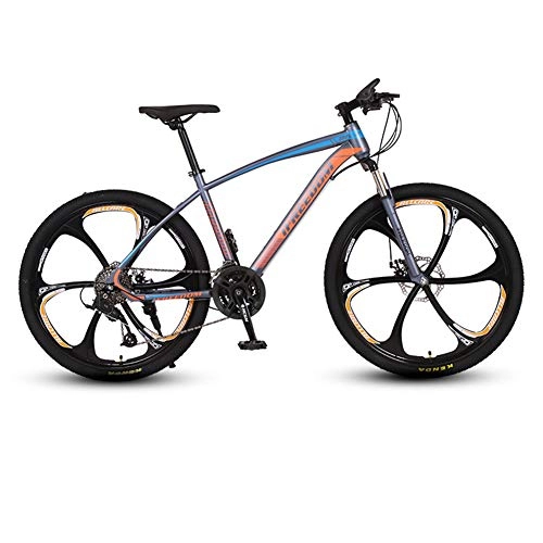 Mountain Bike : KP&CC 6 cutter Wheels Mountain Bike Adult Student Road Off-road Vehicle, Carbon Steel Frame, Easy Riding for Men and Women, Grayorange